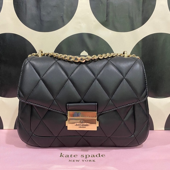Kate Spade Quilted Black Crossbody with Gold Chain - Picture 4 of 9